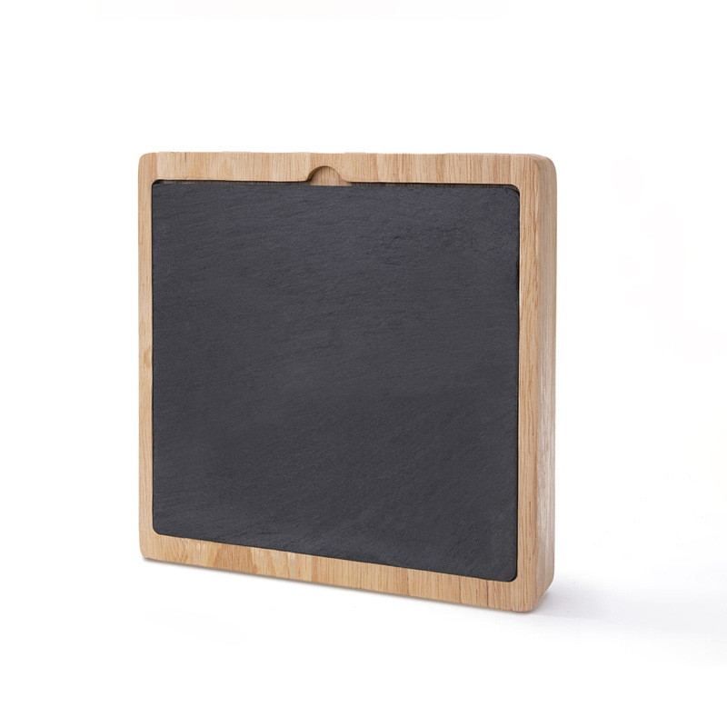 Tabla de madera multifuncional con cuchillo y tenedor tabla de queso de pizarra para fiesta casera snack creativo plato de frutas