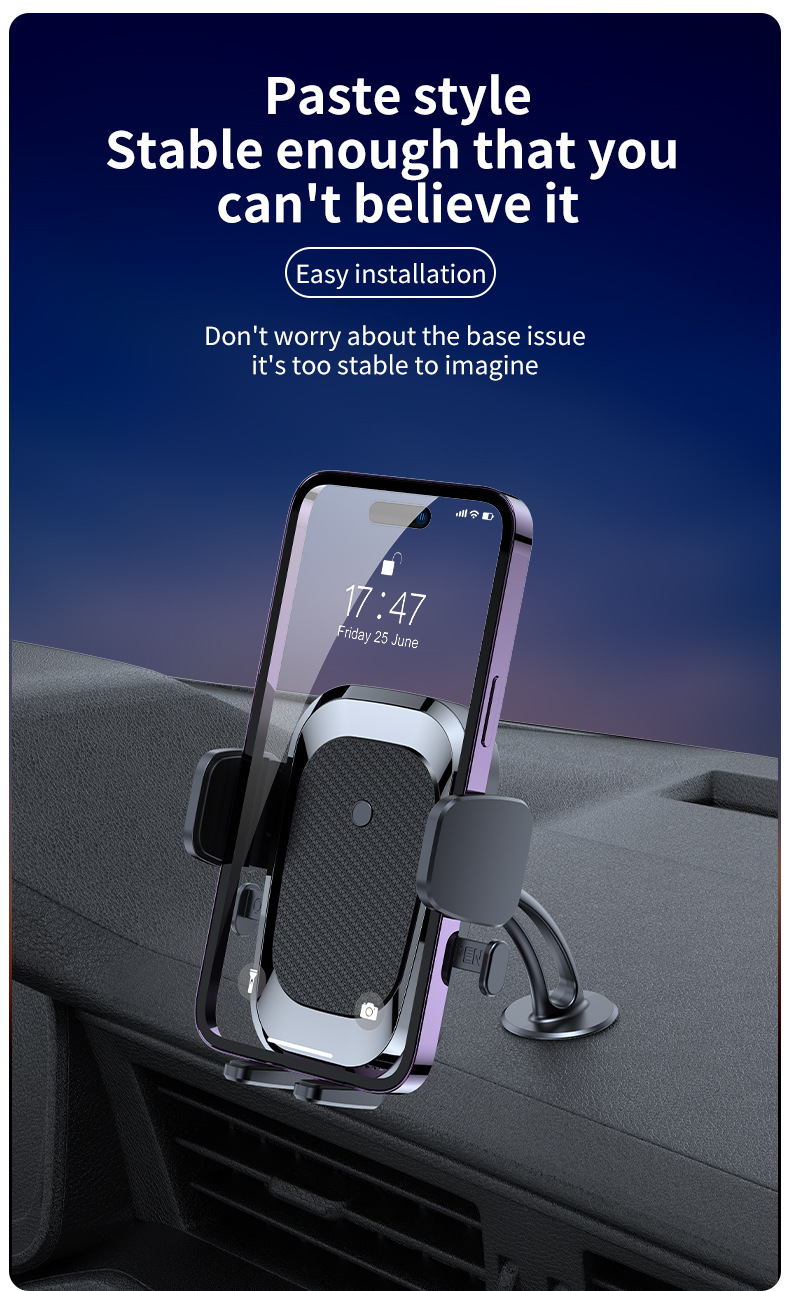 Cross-border hot-selling car mobile phone navigation bracket steam instrument panel suction cup multi-function gravity telescopic mobile phone bracket