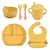 Y28 Smile Face Date+Silicone Bowl+Deldoor Pocket+Woodpower Spoon and Fork+Pharise Cup
