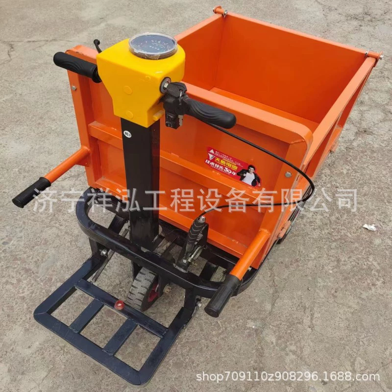 Строительная площадка электрическая серая грузовик-ковш, грузовик для сельского хозяйства, электрический бортовой грузовик с кирпичами