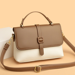 小众轻奢手拎小方包新款时尚拼接撞色斜挎包上班通勤单肩手提包