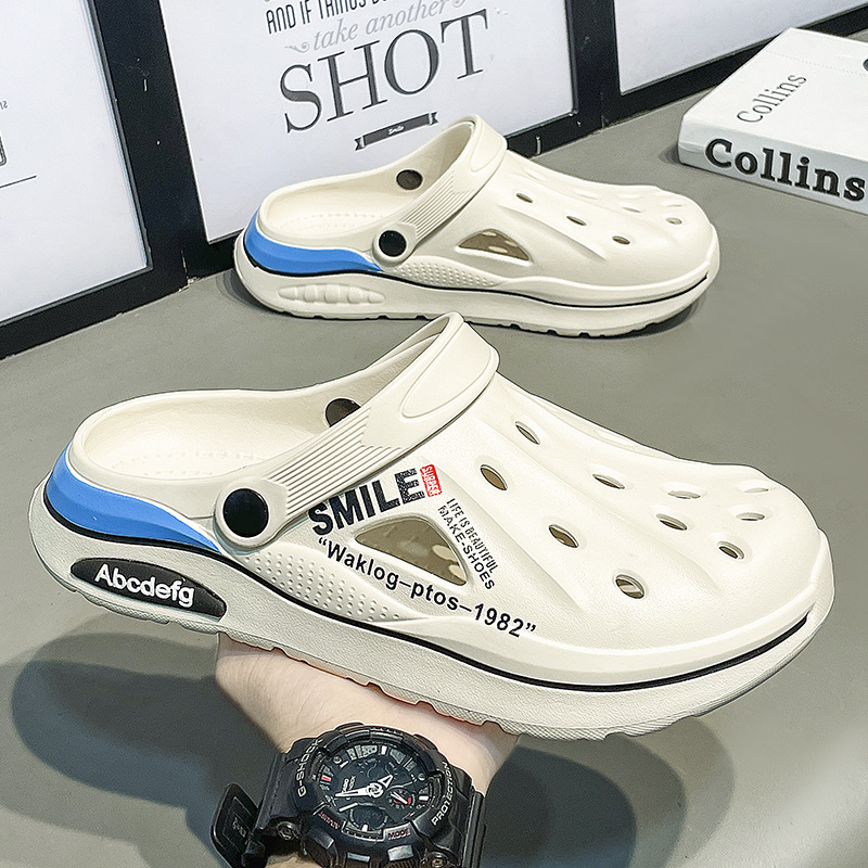 Zapatos con agujeros, sandalias de verano de dos desgaste, zapatos de suela gruesa EVA para hombre, sandalias de hombre de gran tamaño de alta gama