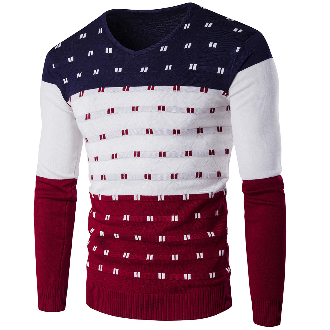 Pulls à col en v pour hommes, couleur bloquée, style coréen, slim, chemises de base, collection automne et hiver 2023_voghion.com