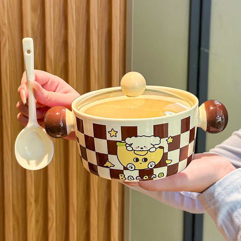 Banana puppy-eating secretly (with lid) + exclusive spoon