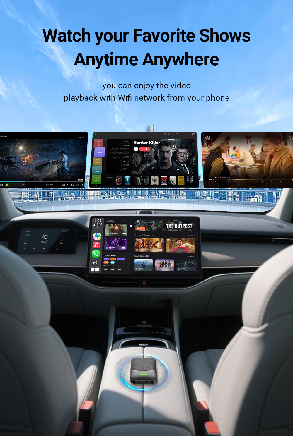 Xuda Wireless Carplay Is Suitable for Huawei Hicar Android System 4-in-1 Android Auto Adapter