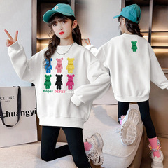 Women's Cartoon Print Crew Neck Sweatshirt - New Spring and Autumn Style, Fleece Lined, Trendy Loose Korean Version Top Shirt