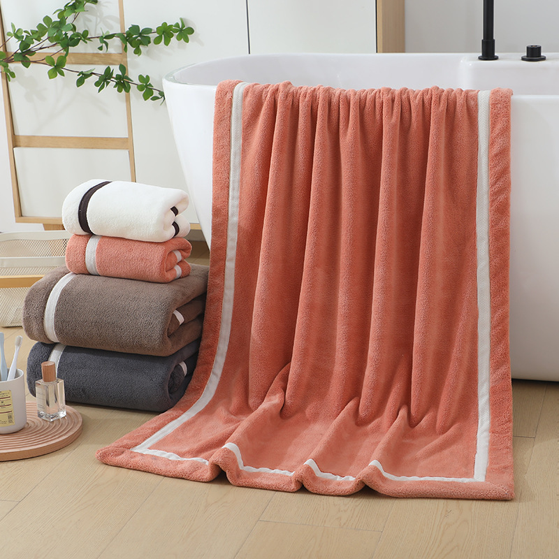 New Cross-Border Bath Towel, Extra Large, Thick, Soft, Absorbent, Beach Towel, Coral Fleece, Extra Large Household Bath Towel