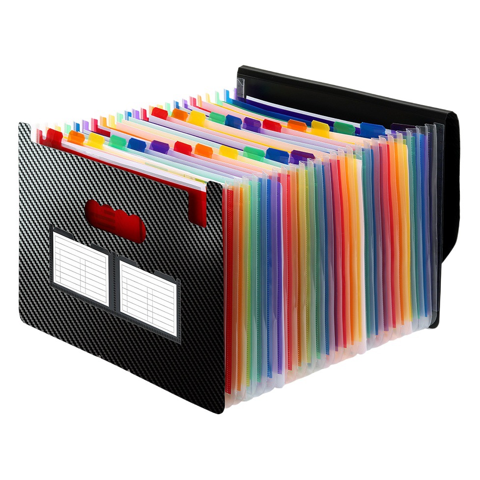 Popular en stock 24-rejilla retráctil Arco Iris liner bolsa de órgano carpeta A4 multi-capa bolsa de archivo de clasificación