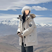 情侣工装羽绒棉服棉服女2025年新款中长款大毛领加厚派克服冬季外