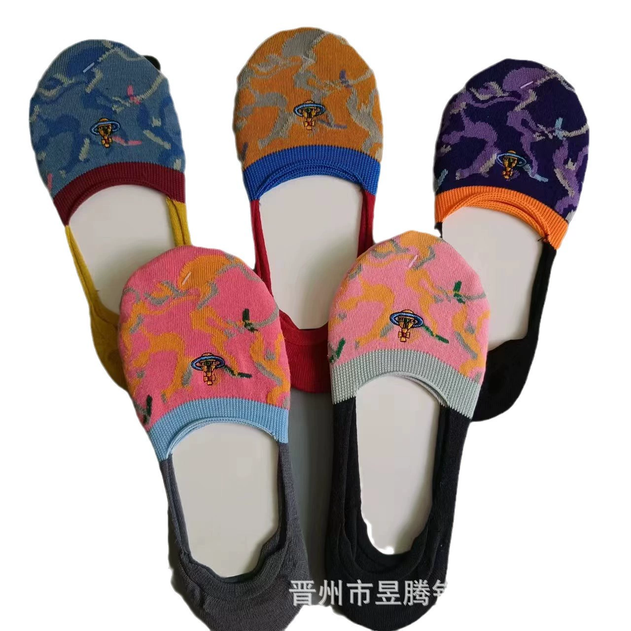 Japanese summer invisible non-slip socks, with embroidery