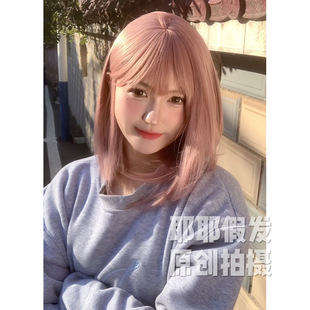 Yeye wig women's long hair long straight hair daily round face lolita Japanese style Internet celebrity natural air bangs full head cover