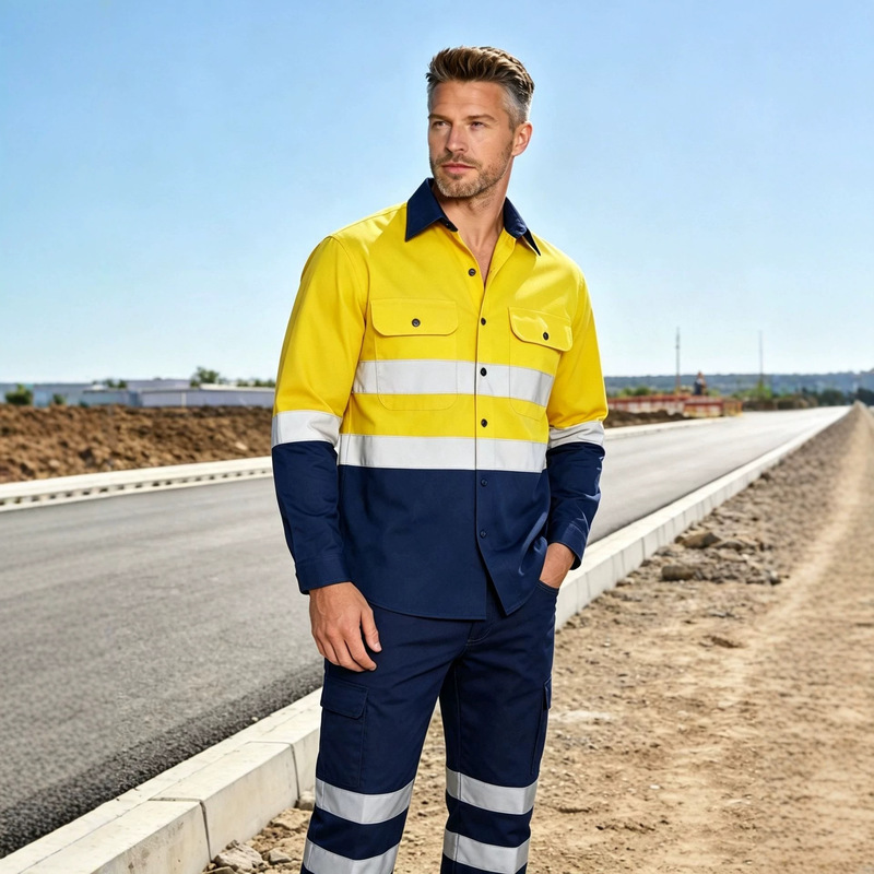 Summer Reflective Shirt Workwear Long-Sleeved Road Safety Clothing for Coal Mines and Construction Sites, Factory Men's Style with Embroidered Logo Summer Reflective Shirt Workwear Long-Sleeved Road Safety Clothing for Coal Mines and Construction Sites, Factory Men's Style with Embroidered Logo