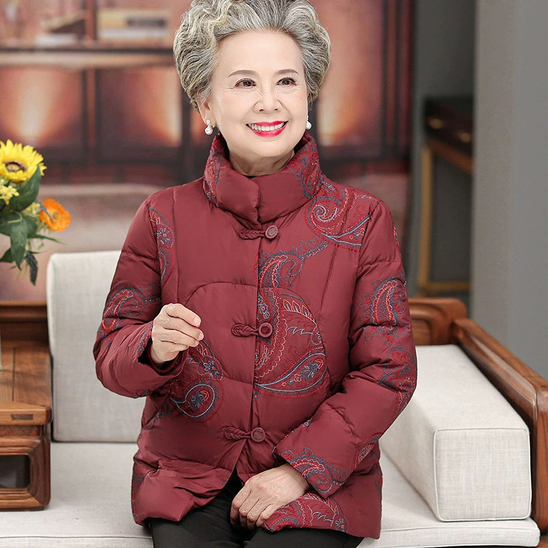 Осенняя одежда для пожилых людей Пуховик для женщин Одежда для бабушки Короткая куртка с хлопковой подкладкой для старой леди Куртка с хлопковой подкладкой для одежды матери для пожилых людей