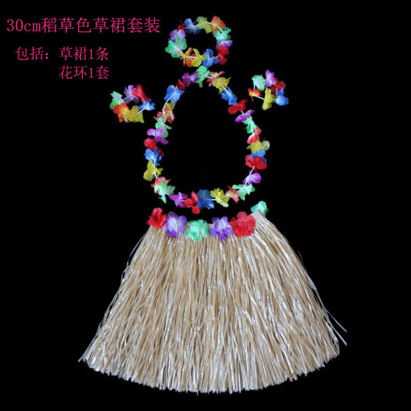 Halloween 30cm de longitud hula disfraz espectáculo de guirlandas hawaiano juego de falda de paja para niños
