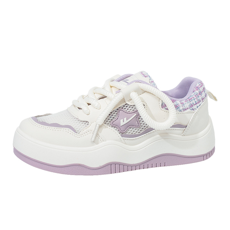 Zapatos cálidos y transpirables con estilo retro, zapatos blancos de suela gruesa con cordones y parte superior baja, zapatillas de nuevo diseño para estudiantes, venta al por mayor