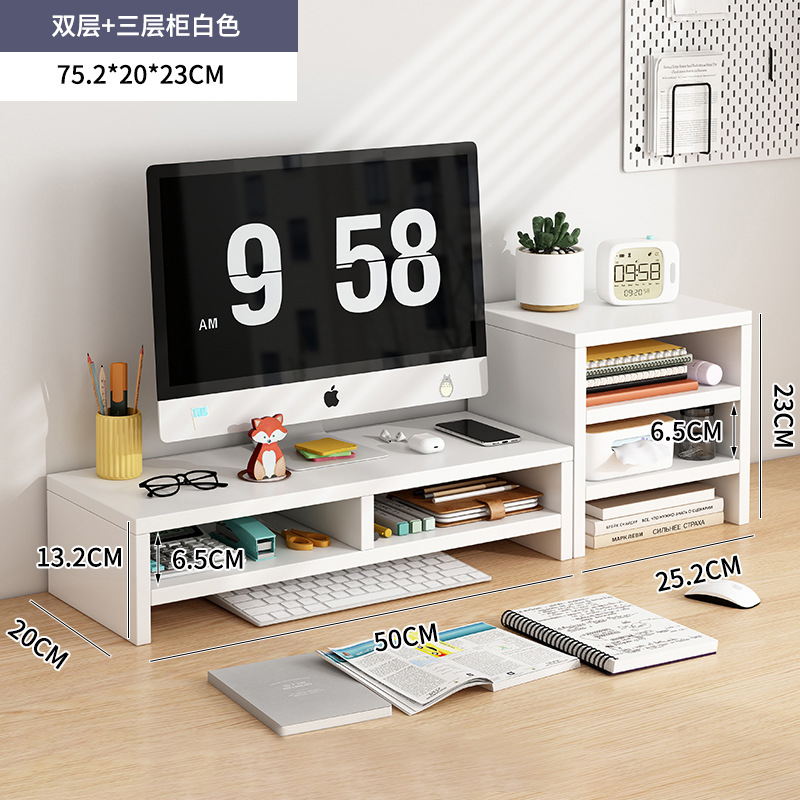 더블 레이어 따뜻한 흰색 + 3 레이어 보관 캐비닛