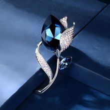 韩国水晶郁金香胸针高档女个性百搭胸花大气时尚防走光别针配饰品