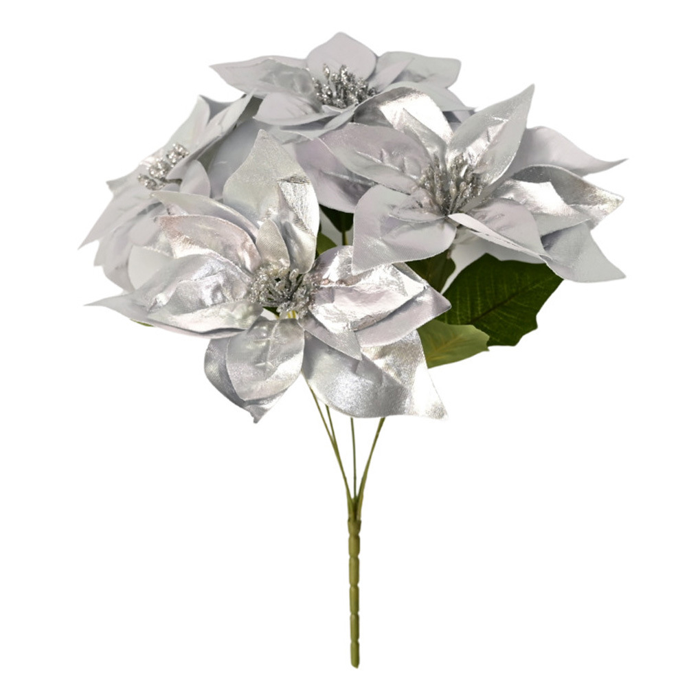 Nuevos productos transfronterizos flores de Navidad artificiales simulación de flores falsas de cártamo flor de Navidad decoración floral ramo de polvo de oro