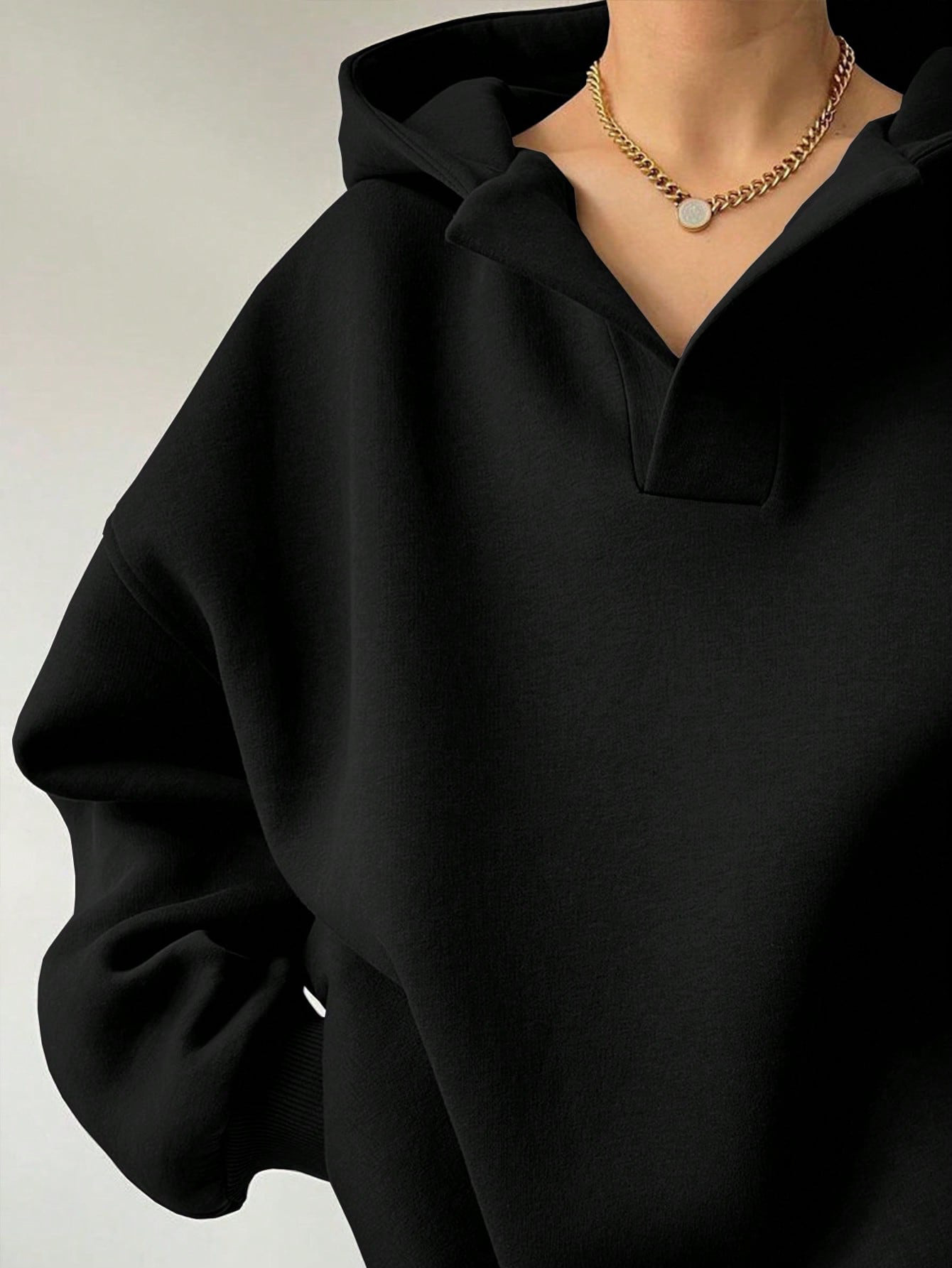 Batwing Sleeve Sleeve Type 2024 Autumn And Winter Amazon  European And American Ladies Sweatshirt Solid Color Long Sleeve Hooded Solid Color Loose Sweater Women's Top