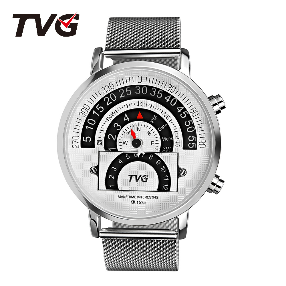 TVG指南针LED电子手表防水透气网带户外休闲运动礼品批发跨境爆款