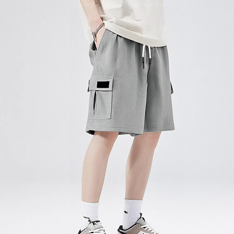 Men's Work Shorts with Multiple Pockets, Corduroy, American Style, Loose Straight Fit, Five-Point Length, Casual Retro Summer Streetwear