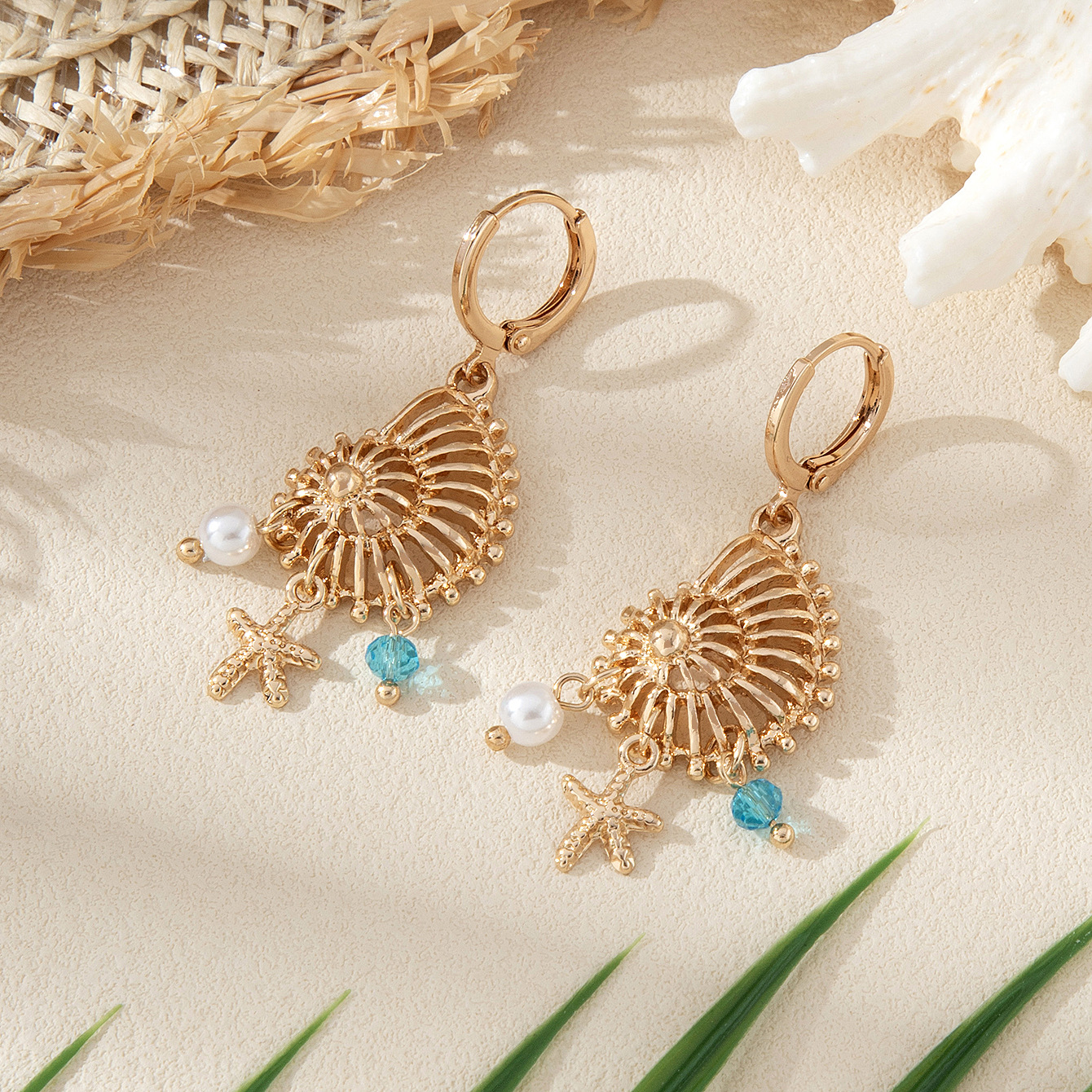 Women's Gender 1 Pair Marine Style Scallop Starfish Shell Zinc Alloy Drop Earrings