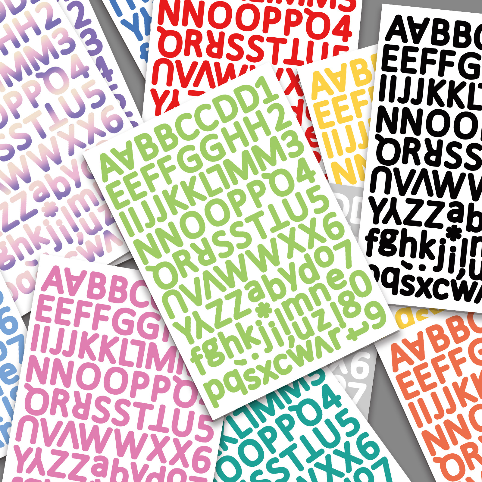 12款亚马逊diy字母数字贴多彩色组合贴纸水杯贴创意礼品手账贴纸