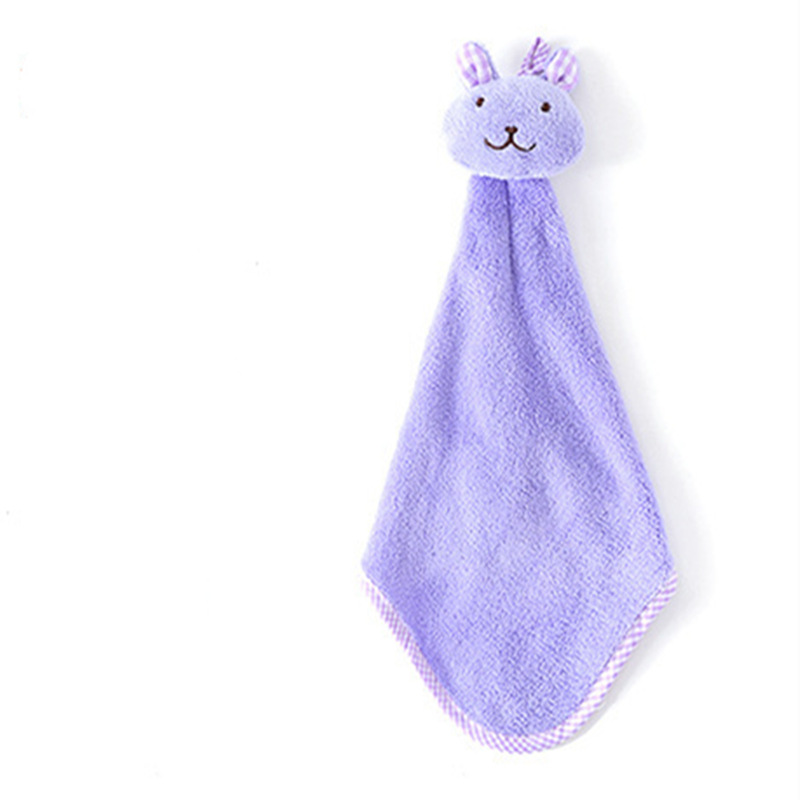 Lindo conejo toalla de mano engrosada colgando de lana de coral absorbente toalla de mano cocina baño colgando toalla de mano