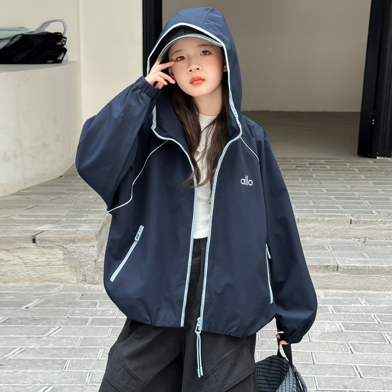 秋季中大女童休闲外套童装儿童女孩户外运动上衣宽松冲锋衣拉链衫|undefined