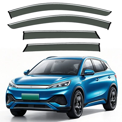 Suitable for BYD Yuan PLUS car window rain visors, rain guards, and window deflectors. Yuan UP EV window visor (Rain shield) - standard-packaging-without-logo-4pcsbyd-yuan-plus-mk1-sc2e-2022-2025pcrain-visors-with-bright-trim