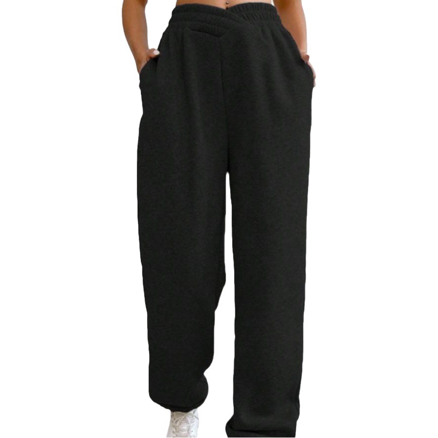Amazon transfronterizo de comercio exterior de Europa y América del nuevo invierno de las mujeres pantalones de Casa sueltos cerrados de color sólido oblicuo bolsa pantalones de chándal