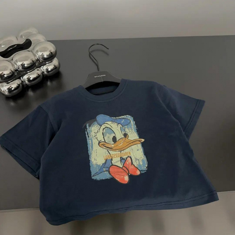 Boys Pure Cotton Short-Sleeved T-Shirt 2025 New Summer Kidsren's Korean Style Cartoon Style Loose and Versatile Donald Duck T-Shirt