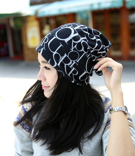 Double Fleece-Like Letter Headscarf Multifunctional Bonnet for Postpartum Mothers, Windproof Street Dance Hat