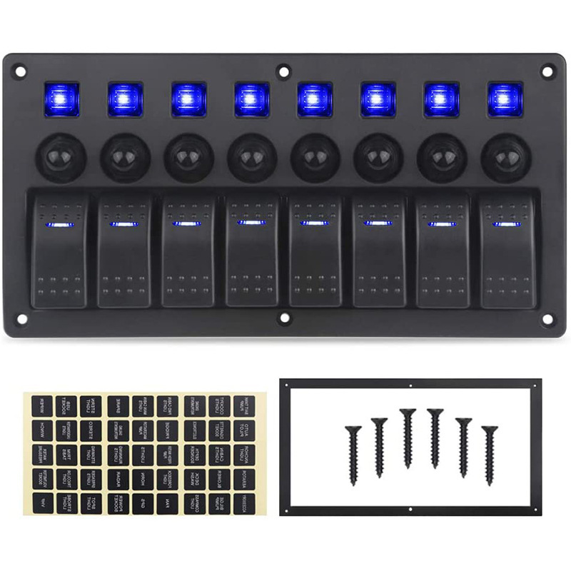 船舶巴士8路开关游艇开关改装车房车船型开关组合带过载开关面板