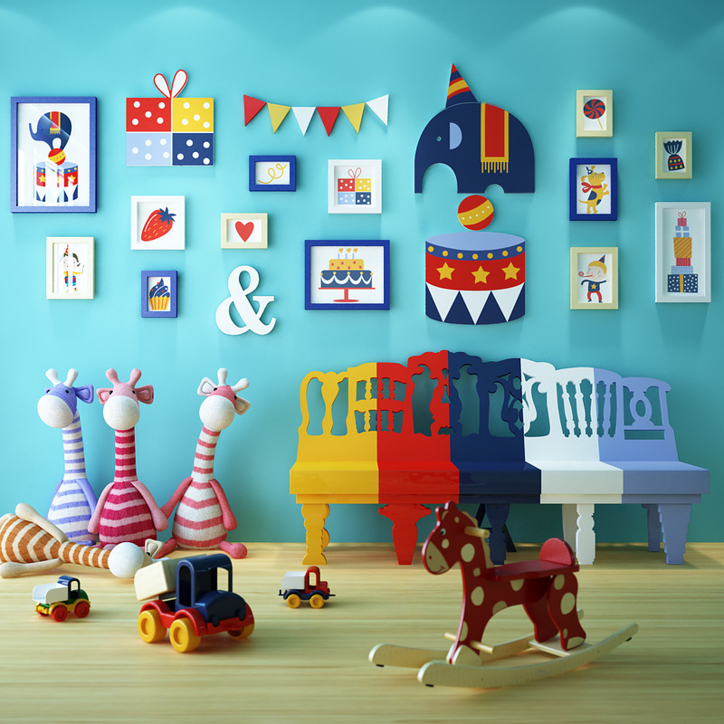 Polymer_6216 Children's Room Photo Wall Decorative Painting Early Childhood Education Center Hanging Picture Frame Wall Wall Hanging Combination