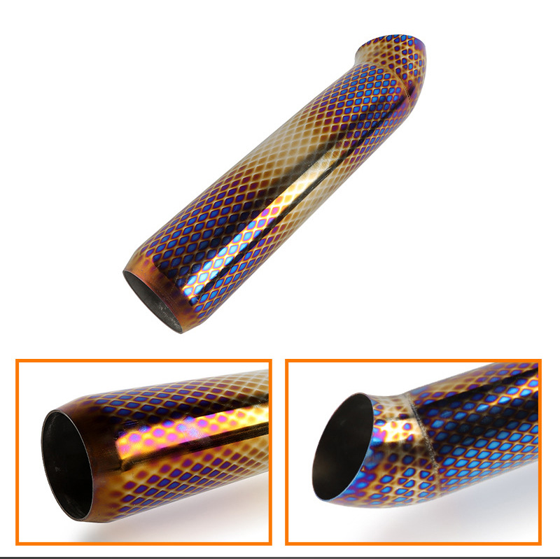 Car Modified with Blue-Coated Stainless Steel Exhaust Tip, Cool and Personalized Decorative Muffler with Direct Exhaust Tailpipe