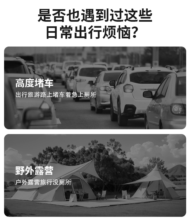 Outdoor Emergency Folding Toilet, Portable Car-Mounted Commode, Mobile Toilet, Camping Toilet, Solidifying Agent, Folding Stool