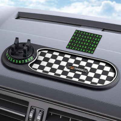 Anti-slip mat: Car anti-slip mat car decoration central - sl-oval-plaid-anti-slip-mat-black-and-white-leaflet-ao1di