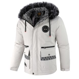 Cross-border foreign trade autumn and winter new men's Korean-style fur collar fleece-lined thickened cotton-padded coat cotton-padded casual fashion coat