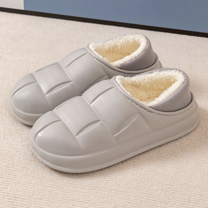 Boji impermeable Zapatillas de algodón para las mujeres desgaste de invierno antideslizante pétalos interior hogar cálido hogar forro polar zapatillas para hombres