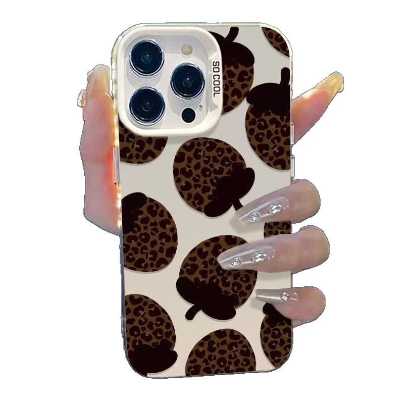 Pantalla completa con estampado de leopardo de fresa para iPhone 16 funda para teléfono móvil Apple 15promax/14 nuevo 13pro12 Europa y América