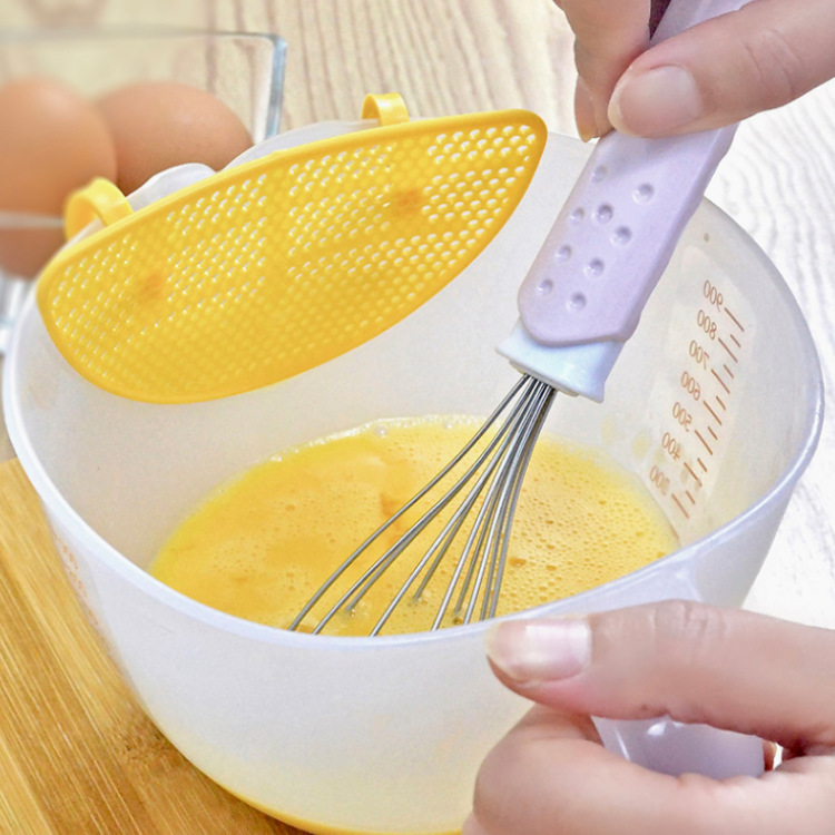 Filtro taza de medición de gran capacidad con escala huevo líquido plástico huevo batir taza huevo hornear con pantalla de filtro cocina arroz lavado tazón