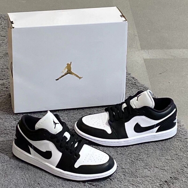 Putian Pure Original Aj1 Low-Top Basketball Shoes Low Black and White Gray Aj Smoke Gray Black Toe Small Paris Men's and Women's Casual Sneakers