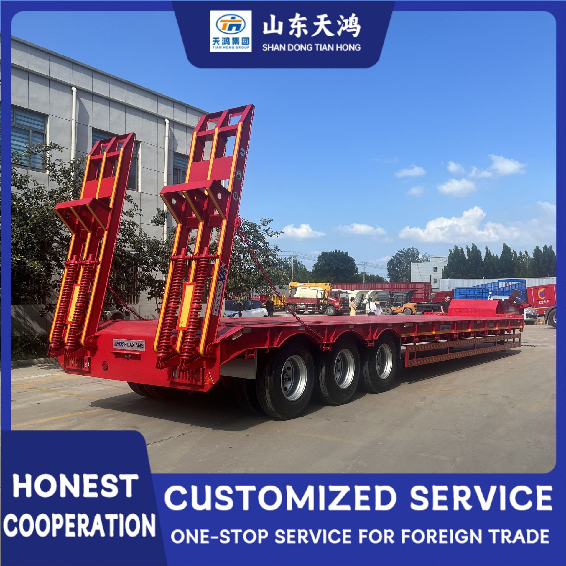 Source Factory Supplies Wholesale Heavy-Duty Low-Bed Engineering Machinery Trailers and Semi-Trailers to Southeast Asia, Middle East, and Africa