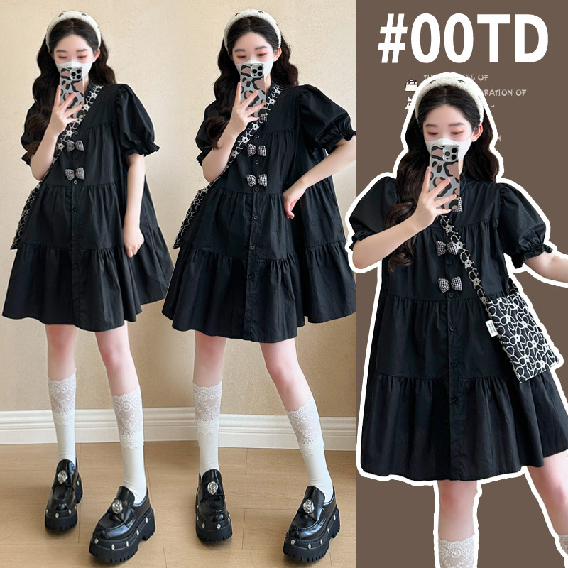 Pregnant Women Summer Dress 2025 New Korean Style French Hepburn Style Little Doll Princess Dress Black Summer
