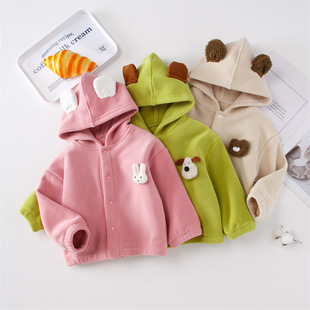 Children's Coat Baby Cartoon Hooded Coat 2025 New Girls Cartoon Spring and Autumn Children's Fleece Coat