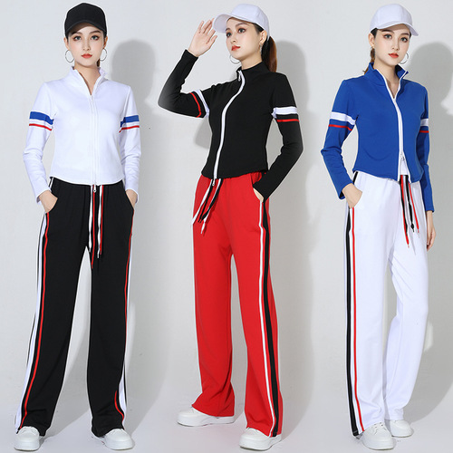 New square dance clothing double-pull cardigan quick-drying women's dance clothing sports leisure dance aerobics group clothing