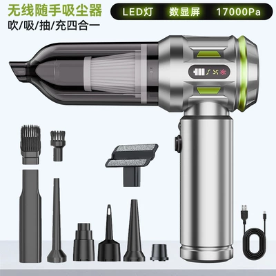 Machine with Power Display, Portable Tozsoranlar - sn113-brushless-blow-suction-integrated-vacuum-cleaner-with-power-display-silver-green