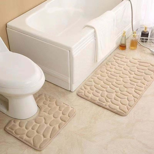 Small Stone Coral Fleece Bath Mat Solid Color Easy to Clean Bathroom Mat Bathroom Non-Slip Mat Overseas Trade Special Supply