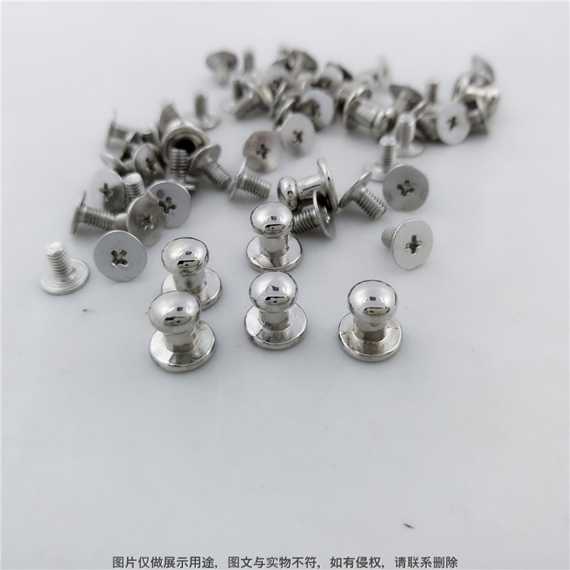 Multi-Specification Metal Screws and Rivets, Zinc Alloy 8X8 Leather Nails, Monk Heads, Silver Craftsmen's Fine Materials